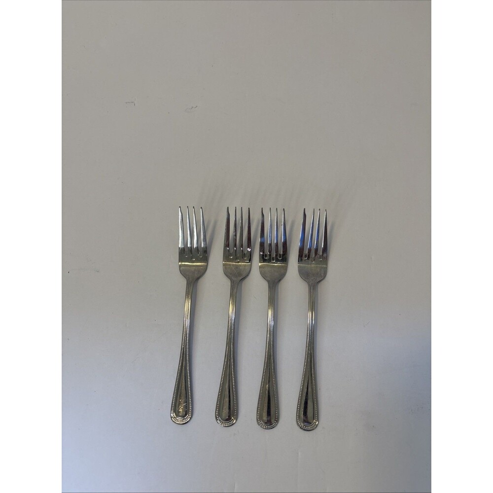 Modern CU18 Cuisinart 18/10 Stainless Flatware Beaded Salad Forks Set of 4  7"